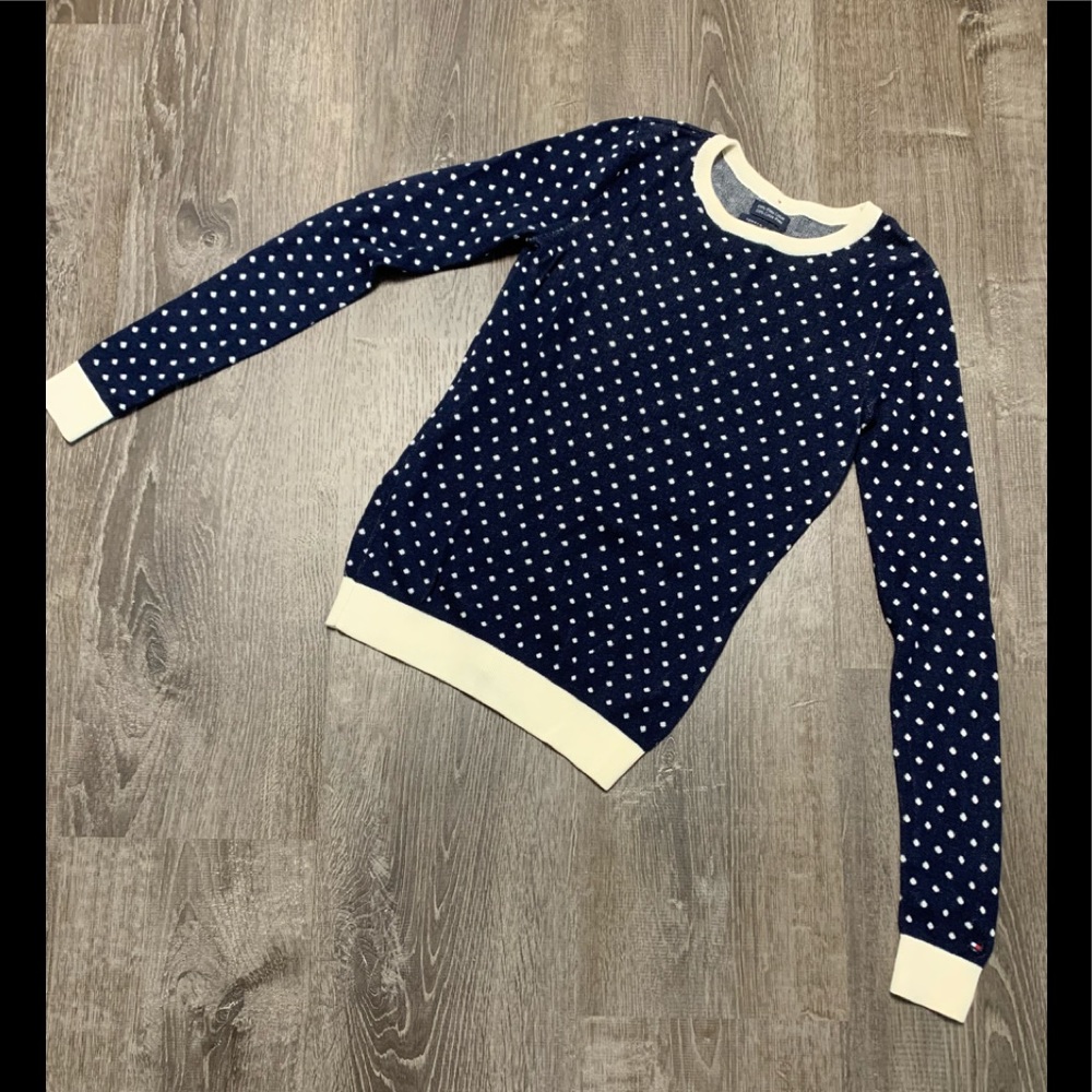 Tommy Hilfiger Blue & Cream Cotton Sweater-Sz XS.  EUC!